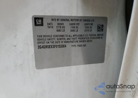 2015 Buick Regal Premium from USA, damaged, VIN 2G4GN5EX3F9153064